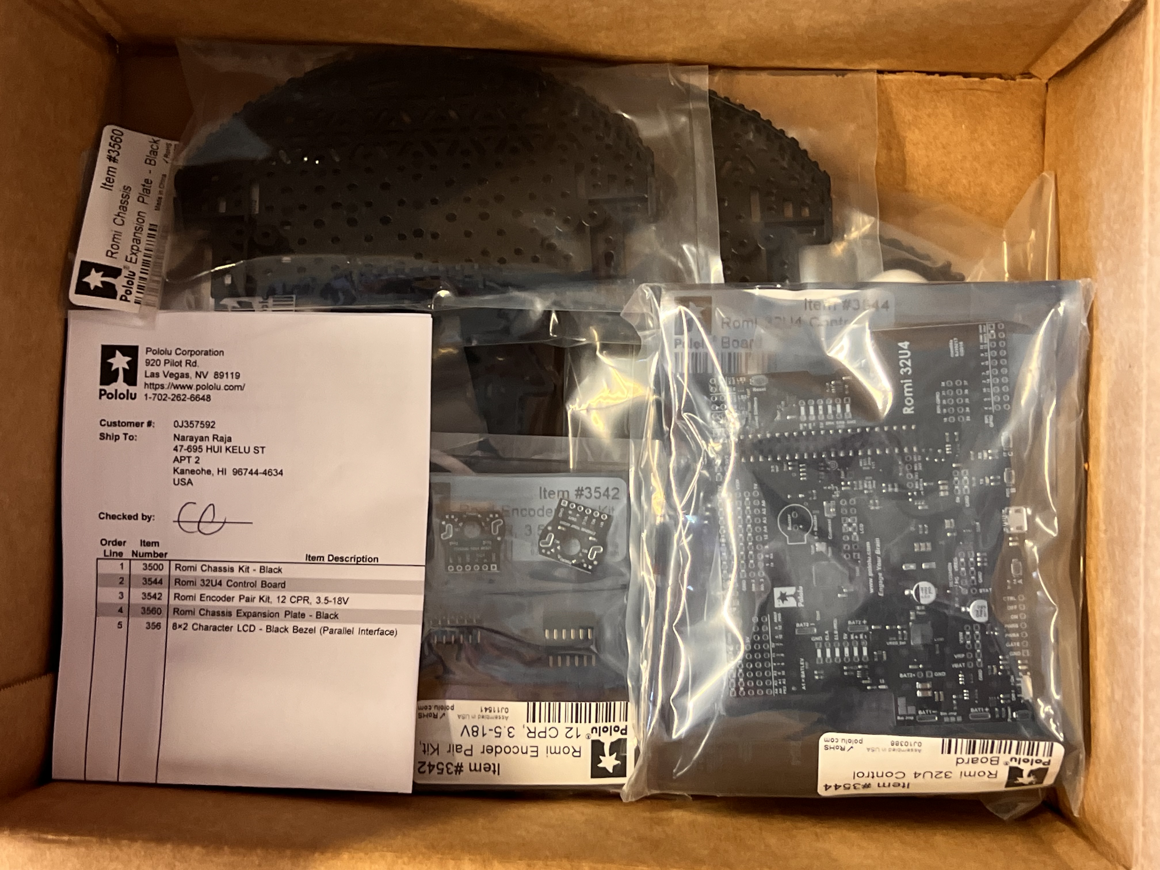 The first Romi 32U4 Control Board kit we received
