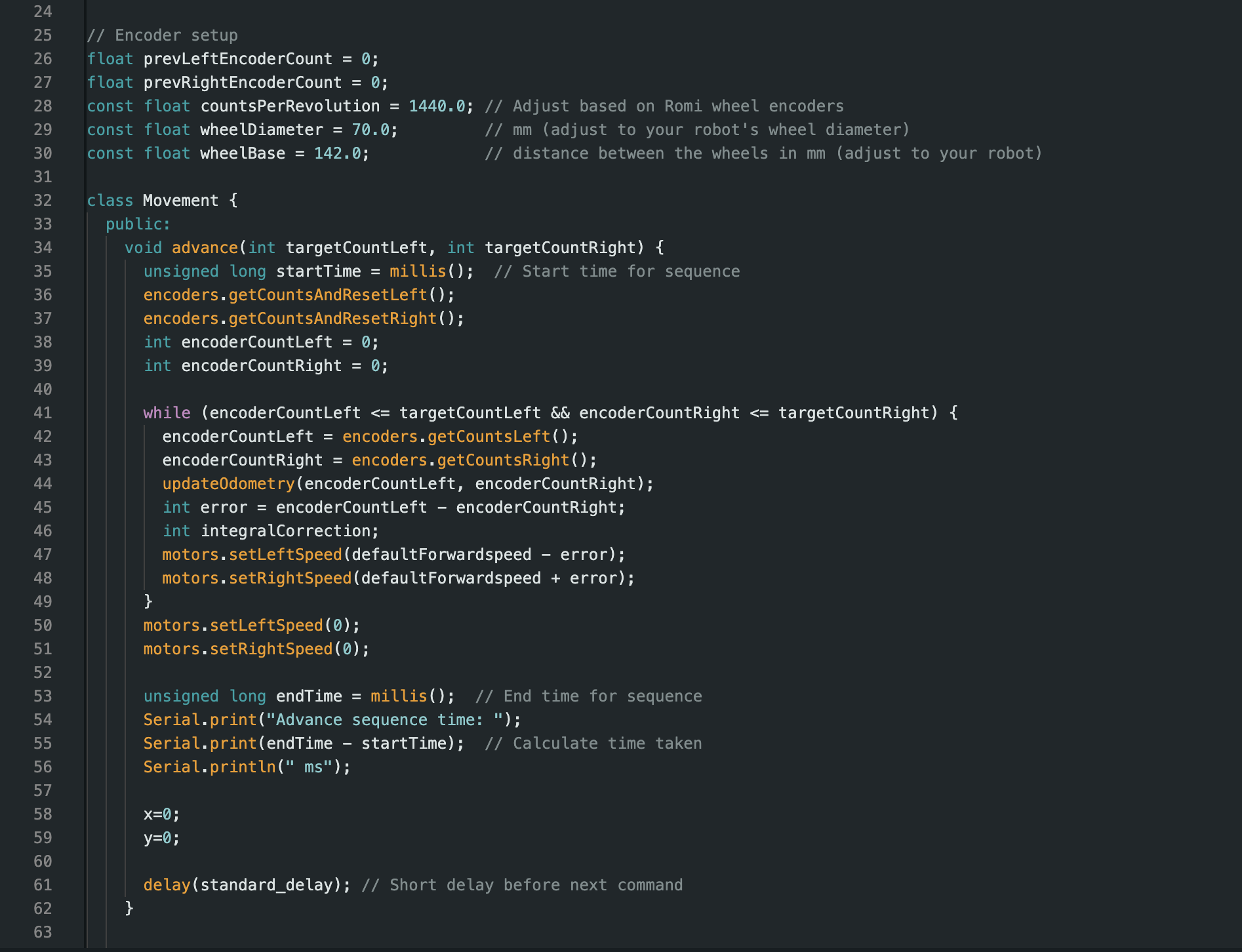 Example code for proportional (P) control