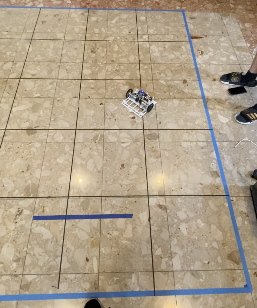 The robot performing diagonal turns on the practice track